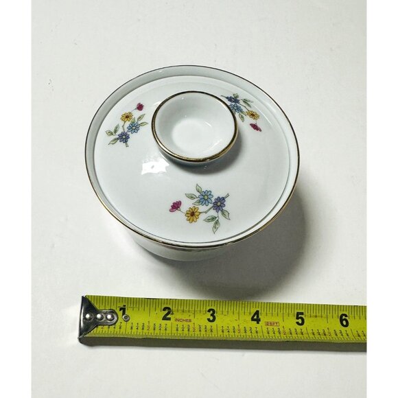 Liling Fine China Yung Shen Sugar Bowl with Lid Porcelain Gold Trim Flowers - Picture 9 of 9